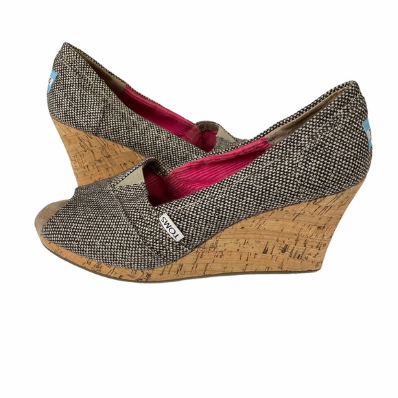 Toms Shoes - TOMS Classic Wedges Brown Herringbone Tweed - Sz 8